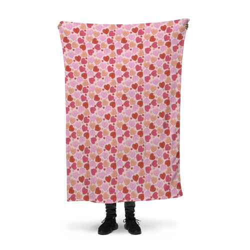 Conversation Hearts Pattern Fleece Blanket By Artists Collection