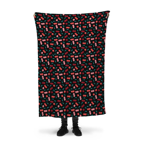 Cherry Pattern Fleece Blanket By Artists Collection