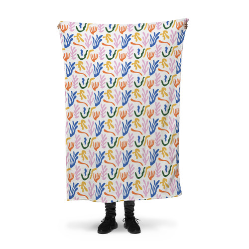Abstract Plants And Leaves Pattern Fleece Blanket By Artists Collection