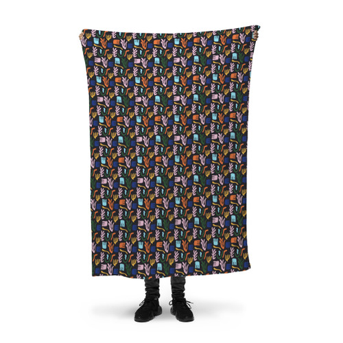 Abstract Flowers And Leaves Pattern Fleece Blanket By Artists Collection