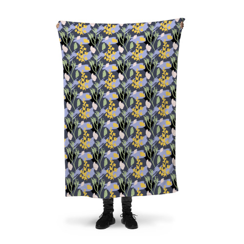 Abstract Yellow Floral Pattern Fleece Blanket By Artists Collection