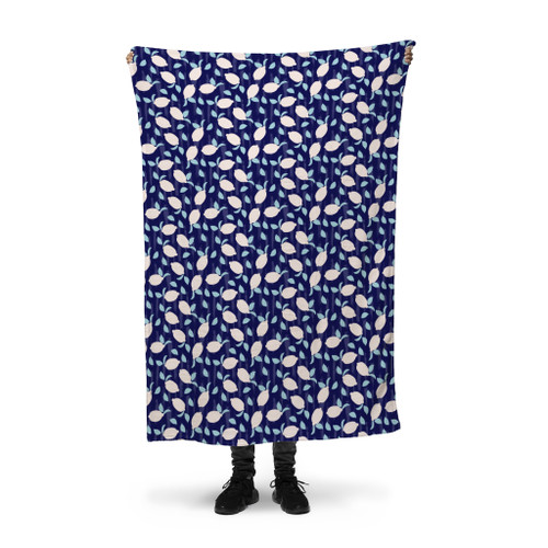 Abstract Blue Lemons Pattern Fleece Blanket By Artists Collection