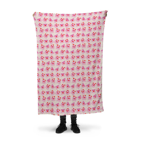 Love Letters With Hearts Pattern Fleece Blanket By Artists Collection