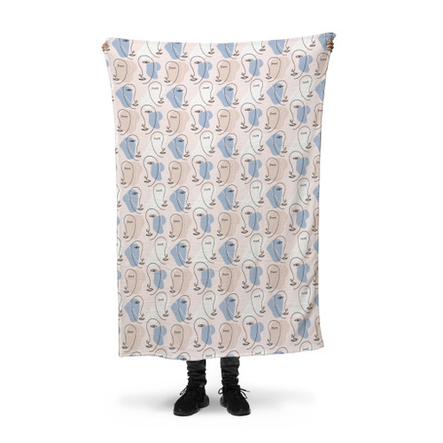 Line Faces Pattern Fleece Blanket By Artists Collection