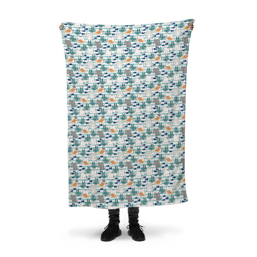 Kawaii Cute Cats Ocean Fleece Blanket By Artists Collection