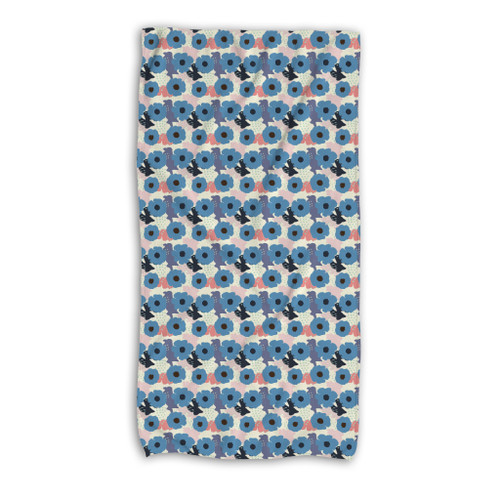 Vintage Abstract Flowers Pattern Beach Towel By Artists Collection
