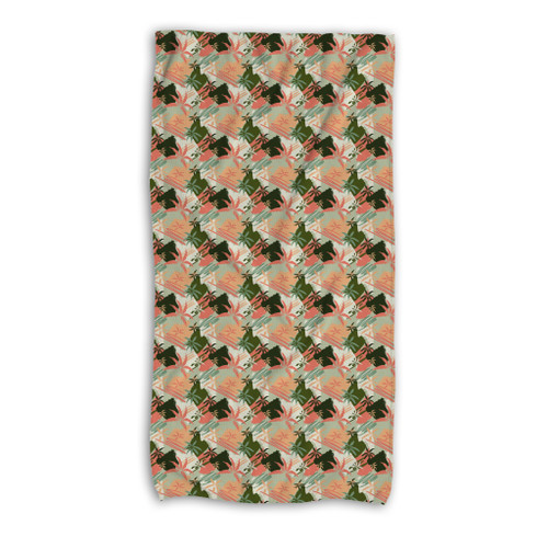 Palm Trees With Lines Pattern Beach Towel By Artists Collection