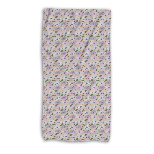 Flowers With Bees Pattern Beach Towel By Artists Collection