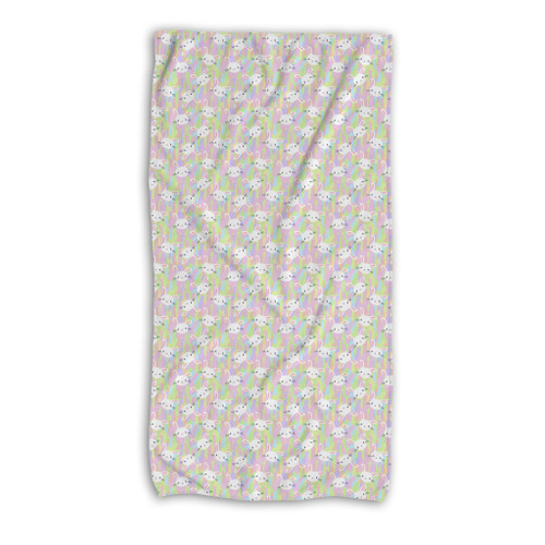 Bright Easter Bunny Pattern Beach Towel By Artists Collection