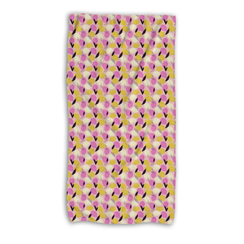 Pink Citrus Pattern Beach Towel By Artists Collection