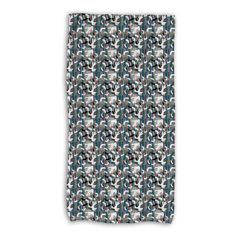 Abstract Inverse Leaves Pattern Beach Towel By Artists Collection