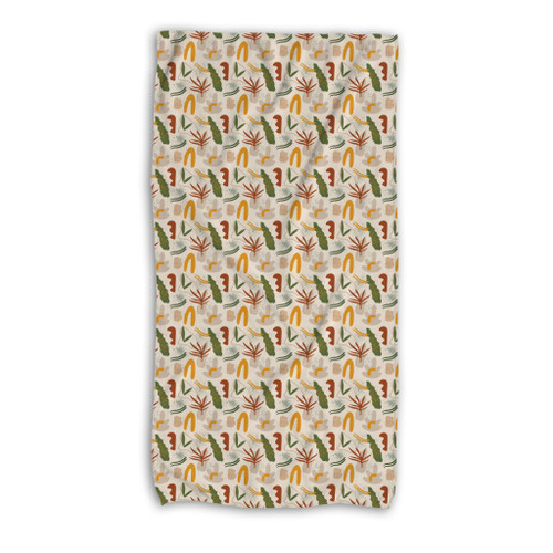 Abstract Leaves And Trees Pattern Beach Towel By Artists Collection