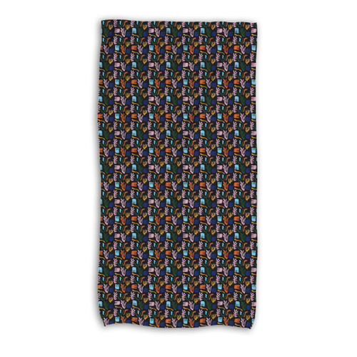 Abstract Flowers And Leaves Pattern Beach Towel By Artists Collection