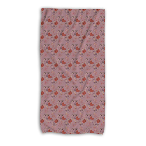 Abstract Face Pattern Beach Towel By Artists Collection