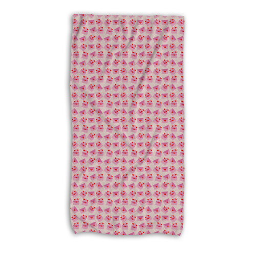 Love Letters With Hearts Pattern Beach Towel By Artists Collection