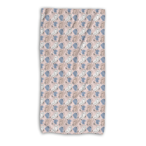 Line Faces Pattern Beach Towel By Artists Collection