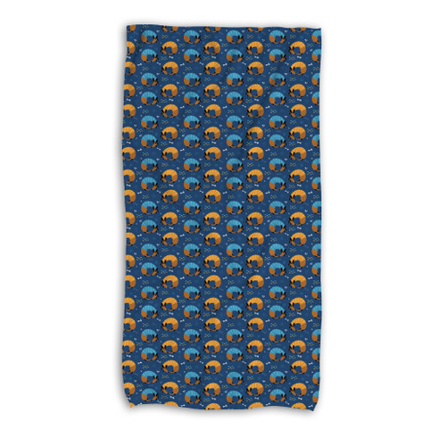 Curled Up Dogs Pattern Beach Towel By Artists Collection