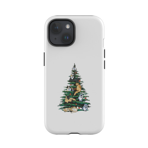 Christmas Tree Cats iPhone Tough Case By Vexels