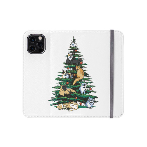 Christmas Tree Cats iPhone Folio Case By Vexels