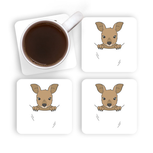 Baby Kangaroo Pouch Coaster Set By Vexels