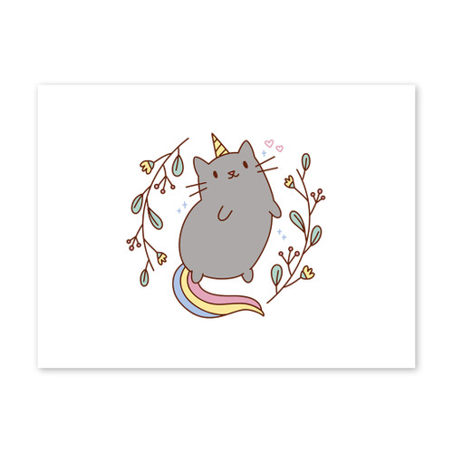 Cute Cat Unicorn Art Print By Vexels