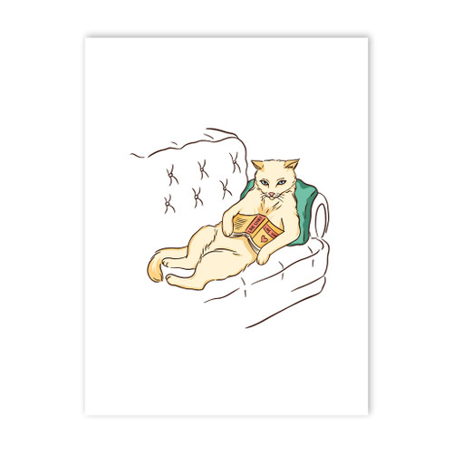 Chillin Cat With A Good Book Art Print By Vexels