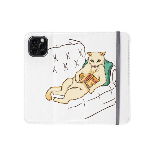 Chillin Cat With A Good Book iPhone Folio Case By Vexels