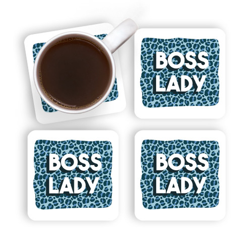 Boss Lady With Leopard Background Coaster Set By Vexels