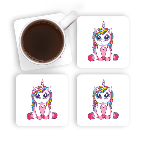 Big Eyed Unicorn Love Coaster Set By Vexels