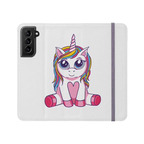 Big Eyed Unicorn Love Samsung Folio Case By Vexels