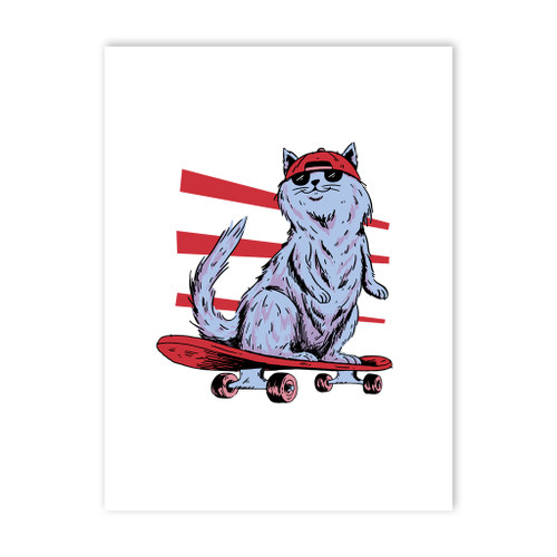 Cool Skateboard Cat Art Print By Vexels