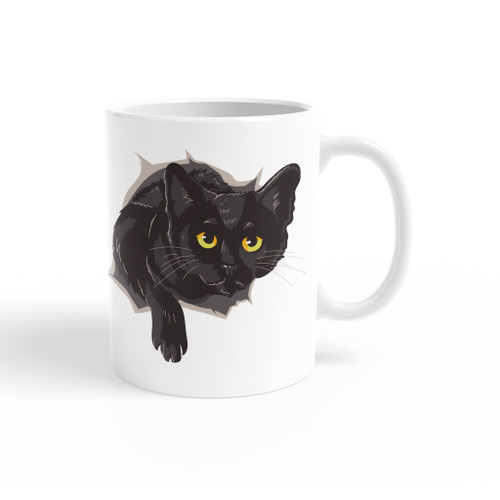 Cat Coming Out Of Hole Coffee Mug By Vexels