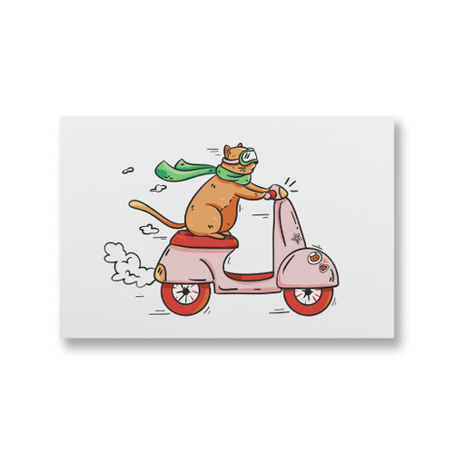 Cat Riding A Scooter Canvas Print By Vexels