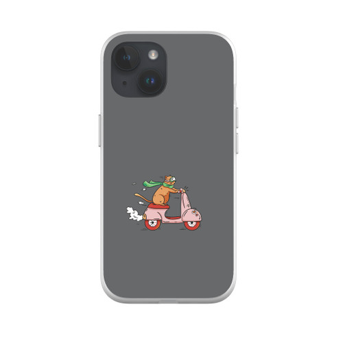 Cat Riding A Scooter iPhone Soft Case By Vexels