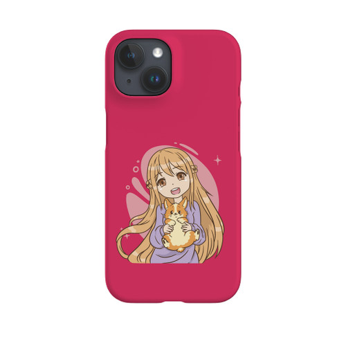 Pink Anime Girl With Corgi iPhone Snap Case By Vexels