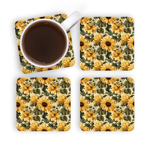 Sunflower Pattern Coaster Set By Artists Collection