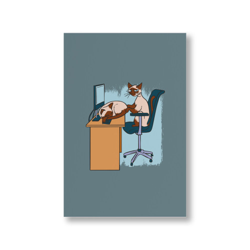 Workaholic Siamese Cat Canvas Print By Vexels