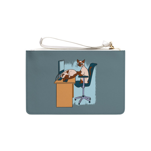 Workaholic Siamese Cat Clutch Bag By Vexels