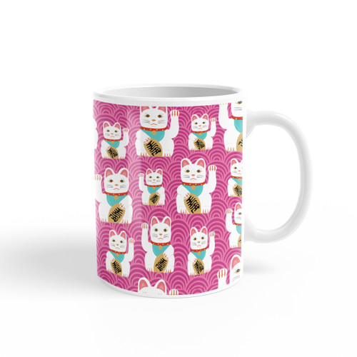 Lucky Cat Pattern Coffee Mug By Artists Collection