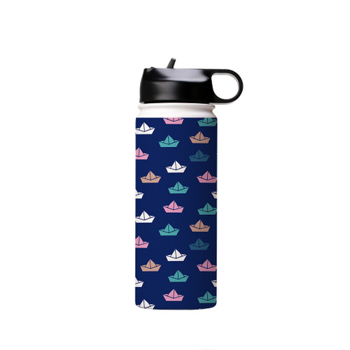 Paper Boats Pattern Water Bottle By Artists Collection