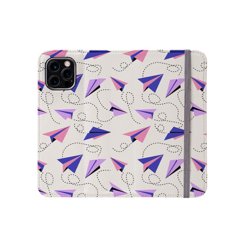 Paper Plane Pattern iPhone Folio Case By Artists Collection