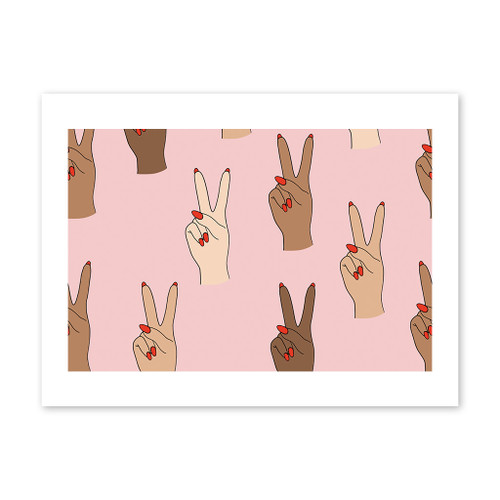 Peace Hand Symbol Pattern Art Print By Artists Collection