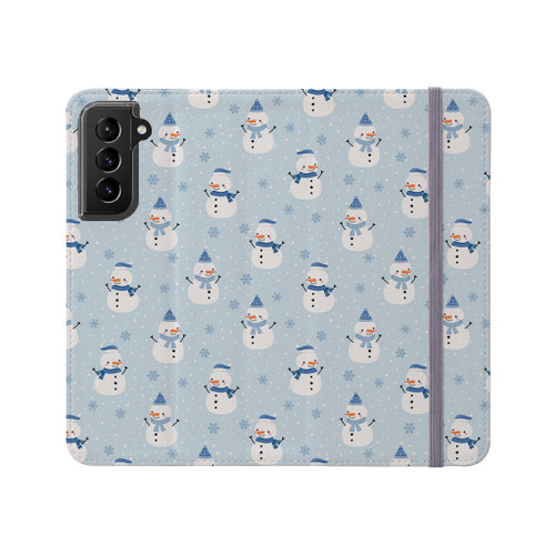 Snowman Pattern Samsung Folio Case By Artists Collection