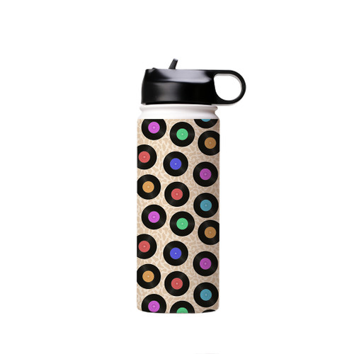 Vinyl Records Pattern Water Bottle By Artists Collection