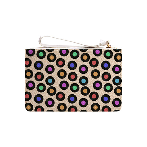 Vinyl Records Pattern Clutch Bag By Artists Collection