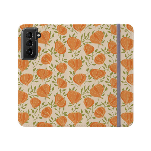 Winter Cherry Pattern Samsung Folio Case By Artists Collection