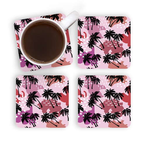 Abstract Palm Trees Pattern Coaster Set By Artists Collection