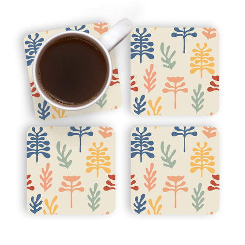 Abstract Flowers Pattern Coaster Set By Artists Collection