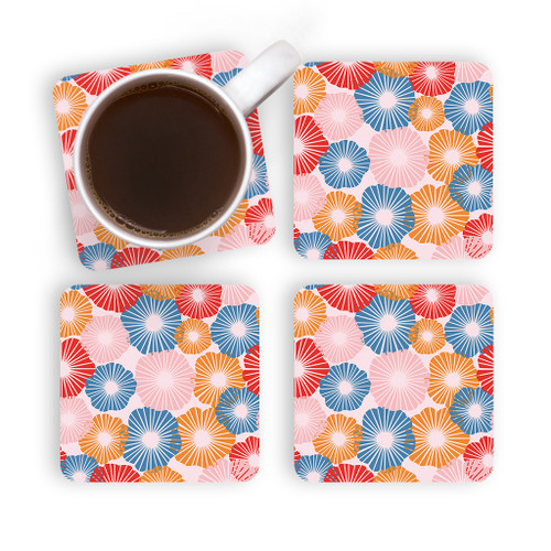 Abstract Flower Pattern Coaster Set By Artists Collection