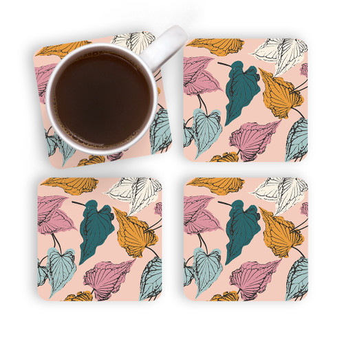 Abstract Leaves Pattern Coaster Set By Artists Collection